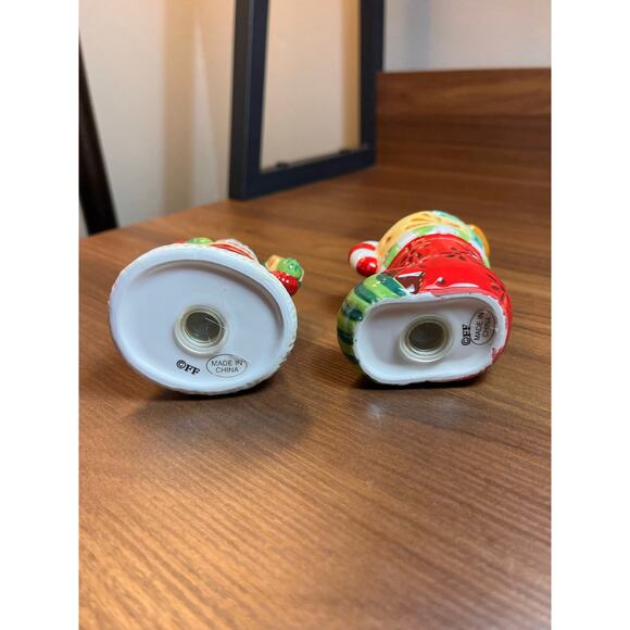 Fitz and Floyd Christmas Santa & Stocking Salt Pepper Shakers w/ Box - Picture 13 of 13